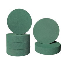 6 Pcs Round Floral Foam Blocks Each 3  X 1.5  Green Wet Dry Flower Foam for ...