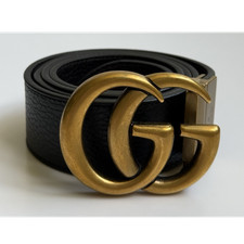 Gucci GG Marmont Men  s Belt Black Leather Gold Buckle Size 95/38