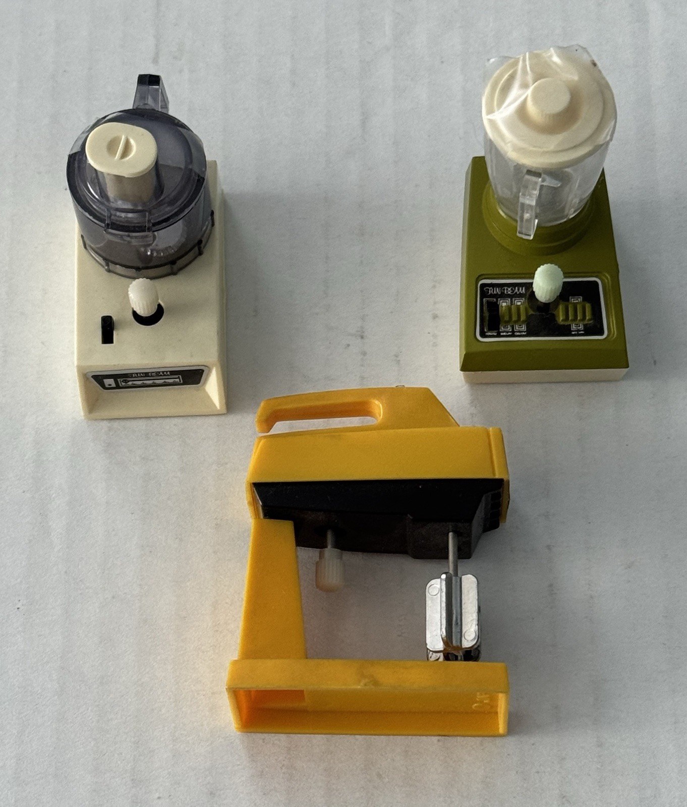 Vintage Used DollHouse 1970s Blender Food Processor Hand Mixer Mini Wind Up Toys