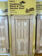 7 Dollhouse Houseworks 6025 Block & Trim Interior Wood Door Scale 1:12 (DIX-106)