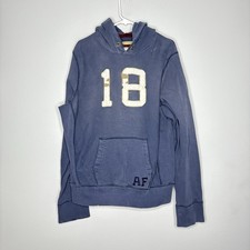 Vintage Abercrombie  Fitch 18 Logo Heavyweight Pullover Hoodie Men  s Large Y2K