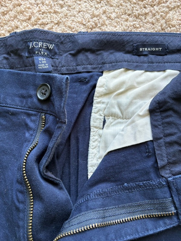 J.CREW Men's Flex Chino Pants 34x30 Navy Blue EUC