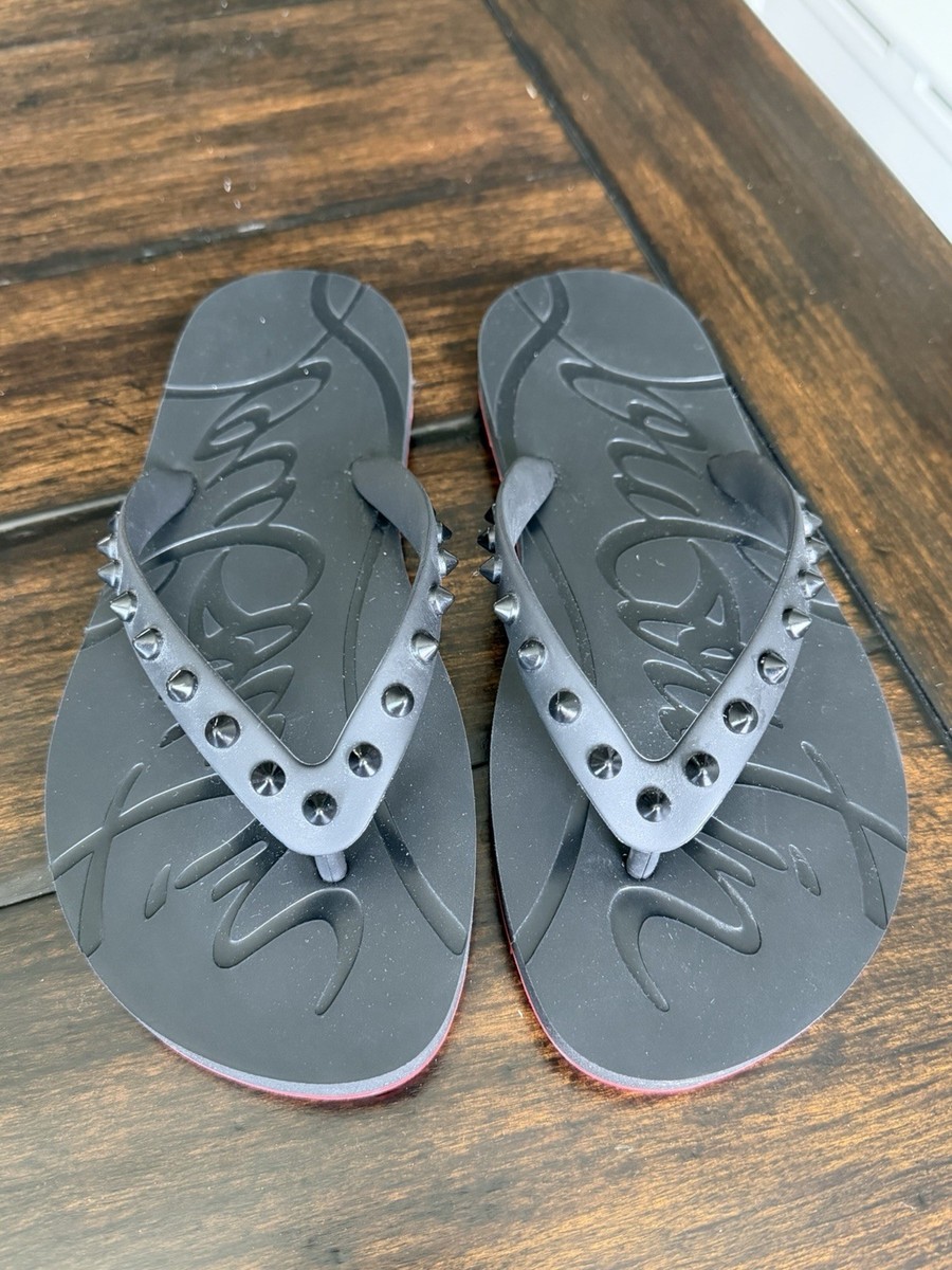 NWOB Christian Louboutin Spiked Flip Flops Black Size 38 | eBay
