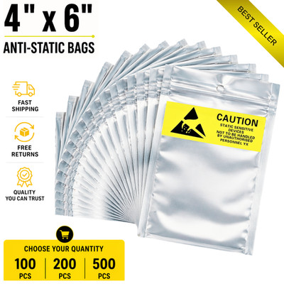 Anti Static Shielding ESD Bags 4'' x 6'' Multi Pack Zip Resealable Translucent bag