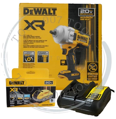 DEWALT 1/2 IN IMPACT WRENCH 20V BRUSHLESS DCF961B W/ 5.0 AH BATTERY & CHGR ✅