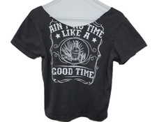 Tequila Club Graphic Tee Distressed Neckline Women's Medium T-Shirt T538