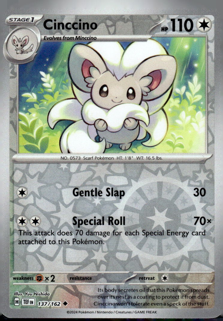 Cinccino 137/162 Uncommon Temporal Forces Pokemon Reverse Holo Lightly Played