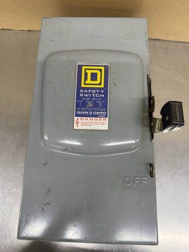 Square D D223N Fusible Safety Switch Disconnect 100 Amp 240V 2 Pole Made In USA