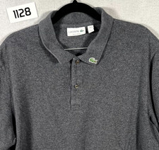 Lacoste Pique Polo Shirt Mens 2XL Gray Regular Fit Cotton Short Sleeve Tennis