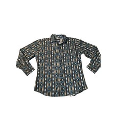 VTG Wrangler Boys Long Sleeve Pearl Snap Size Large Aztec Western 90s Cowboy