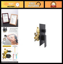 Matte Black 2-Way Shower Diverter Valve Kit - Solid Brass Mixer Handle Replaceme