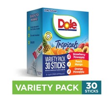 Dole Powder Drink mix variety Pack Tropical Peach Mango & Fruit Sugar Free 30 Ct