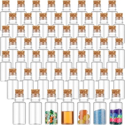 100 Pas 10ml Mini Plastic Bottles with Corks Spers Small Pot