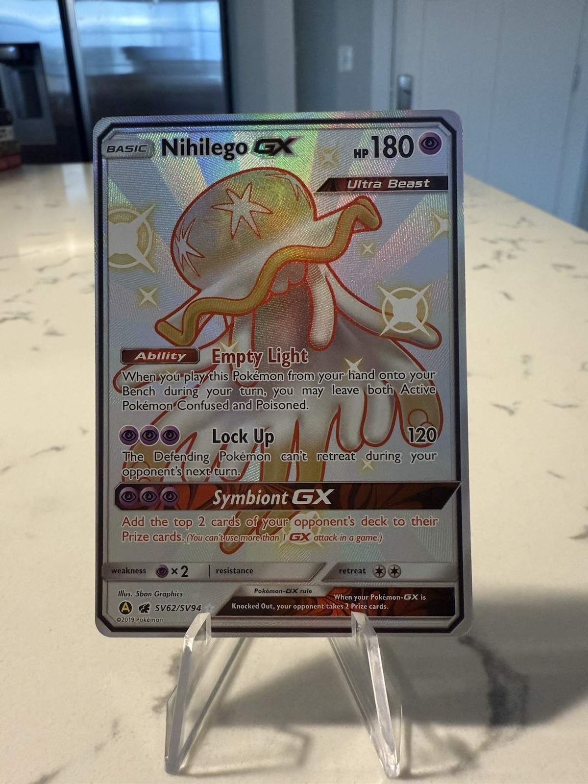 Nihilego GX SV62/SV94 Shiny Holo Rare Holo NM Pokemon Hidden Fates: Shiny Vault