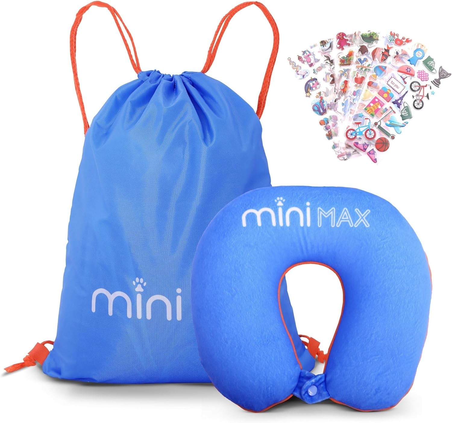 Kids Neck Pillow & Drawstring Bag Travel Accessory Accessories Set Bundle