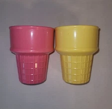 Plastic Ice Cream Cone Cups 2 Pack Pink & Yellow
