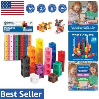 Durable MathLink Cubes - 100 Colorful STEM Toys for Fine Motor Skills & Math Fun