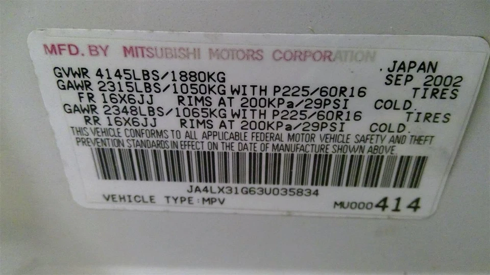 Used Front Left Fender fits: 2003 Mitsubishi Outlander Front Left Grade A - Image 4 of 4