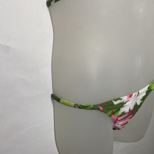 Cia Maritima Bikini Brazilian 2-pc Size S Pink Green Tropical Floral Rings - Picture 8 of 16