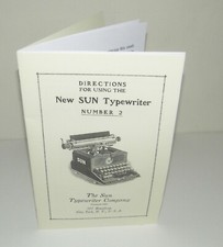 Sun Typewriter No 2 Instruction Manual Reproduction thumbnail