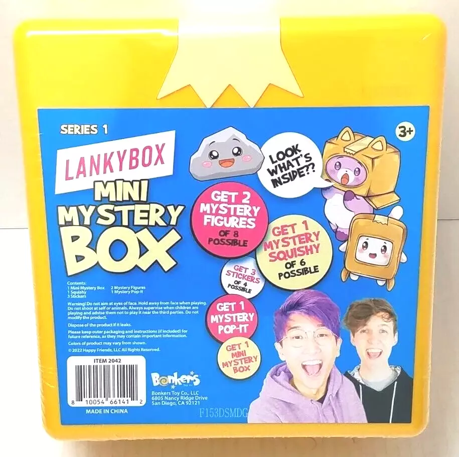 LankyBox Mini Mystery Box, for The Biggest Fans, 2 Mystery Figures, 1  Squishy Figure, a pop-it, and 3 Stickers