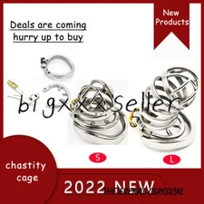 Stainless Steel Cage with Barbed Rings Chastity Device Male Belt with Stealth