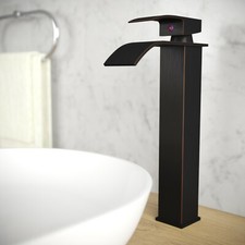 Oil Rubbed Bronze 10.5" Tall Bathroom Faucet Mixer ORB Single Handle Flat Vessel