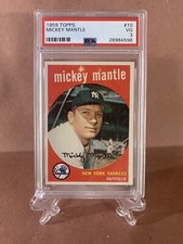1959 Mickey Mantle Topps No. 10! Graded PSA 3! Vintage Card!