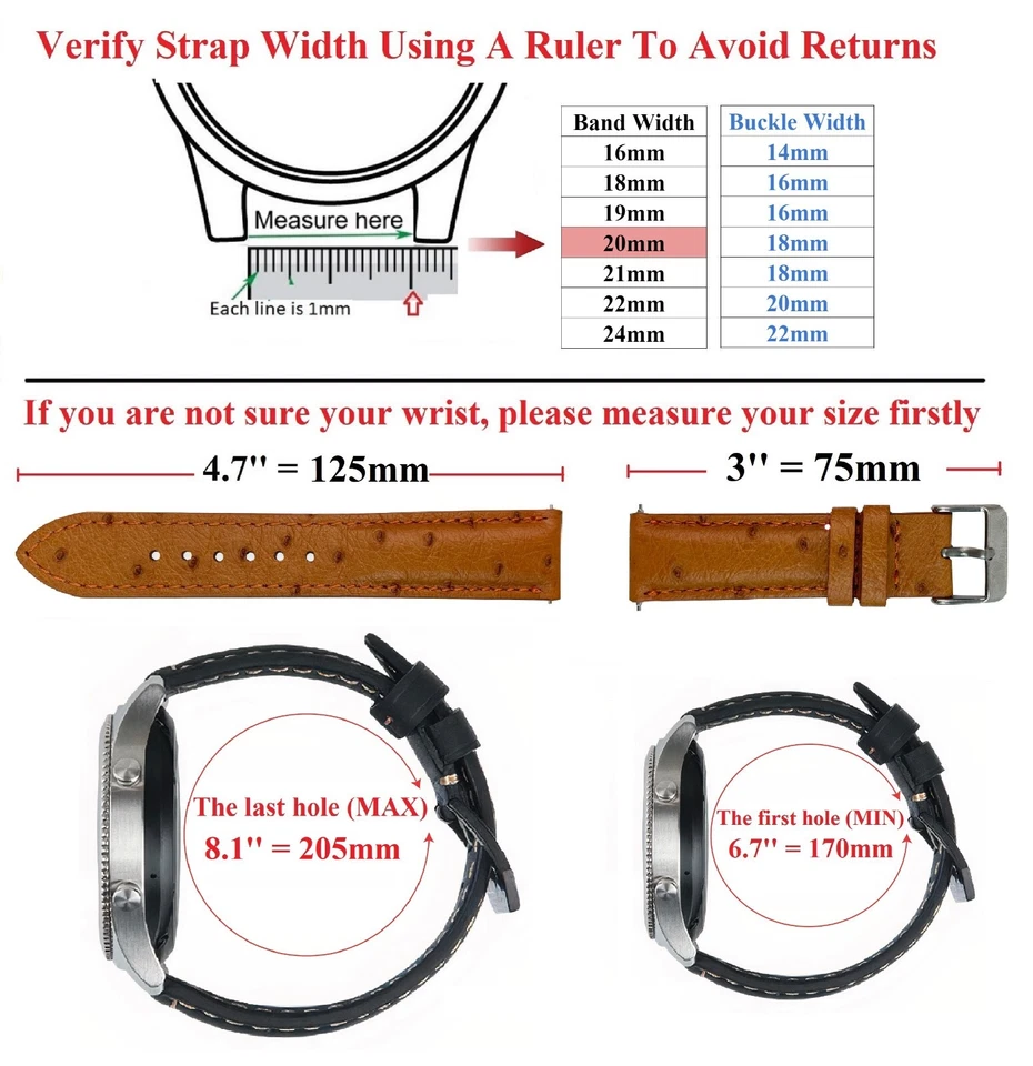 Correa de reloj de cuero raya real rosa de 22 mm correa de cuero acolchada para hombre de lujo Foto 4 de 4