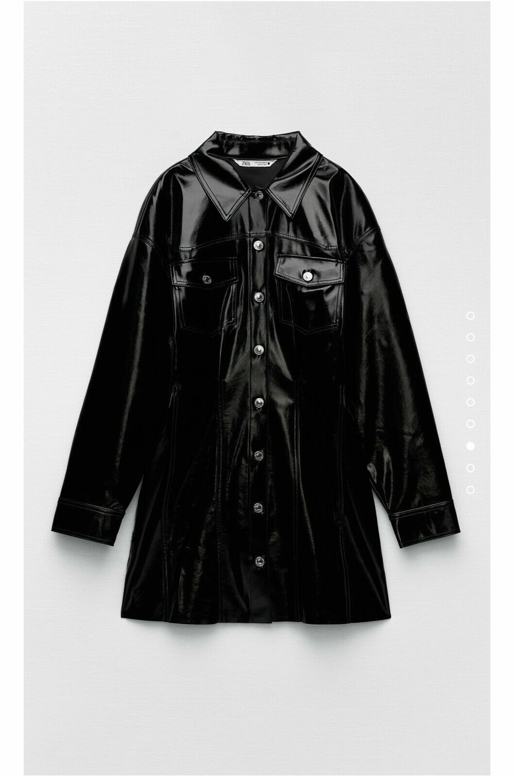 RRP £49.99 ZARA Faux Patent Vegan Faux Leather Mini Black Dress Size XS 🌺 BNWT image 10