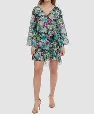 108 Profile by Gottex Women's Green Floral Mesh Tunic Cover-Up Swimwear Size L