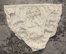 NWOT VICTORIA'S SECRET XL GOLD GRAY STAR 100 COTTON VINTAGE RARE BIKINI PANTIES