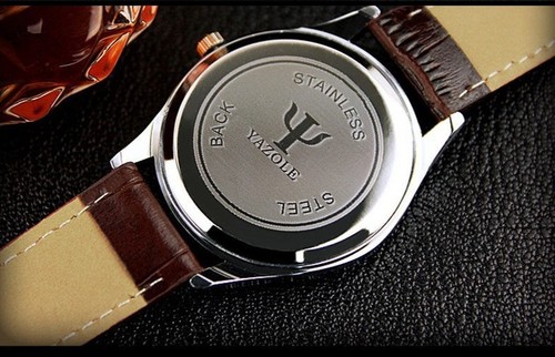 Reloj tradicional de cuarzo para hombre blanco y marrón - Imagen 5 de 7