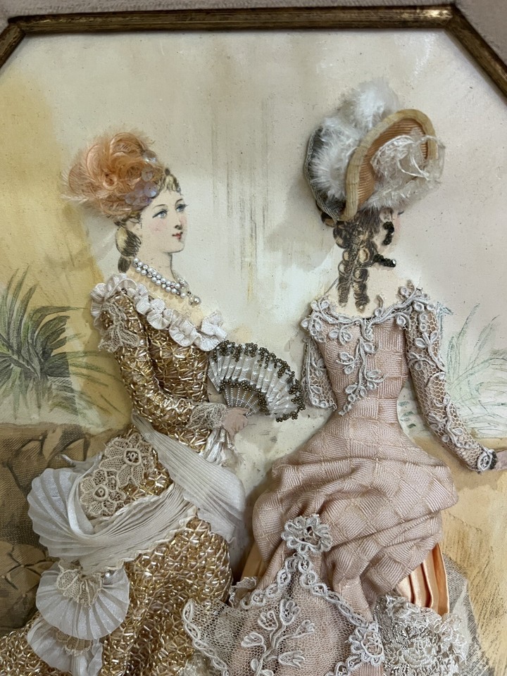 ANTIQUE 3D SHADOW BOX EMBELLISHED FABRIC eBay