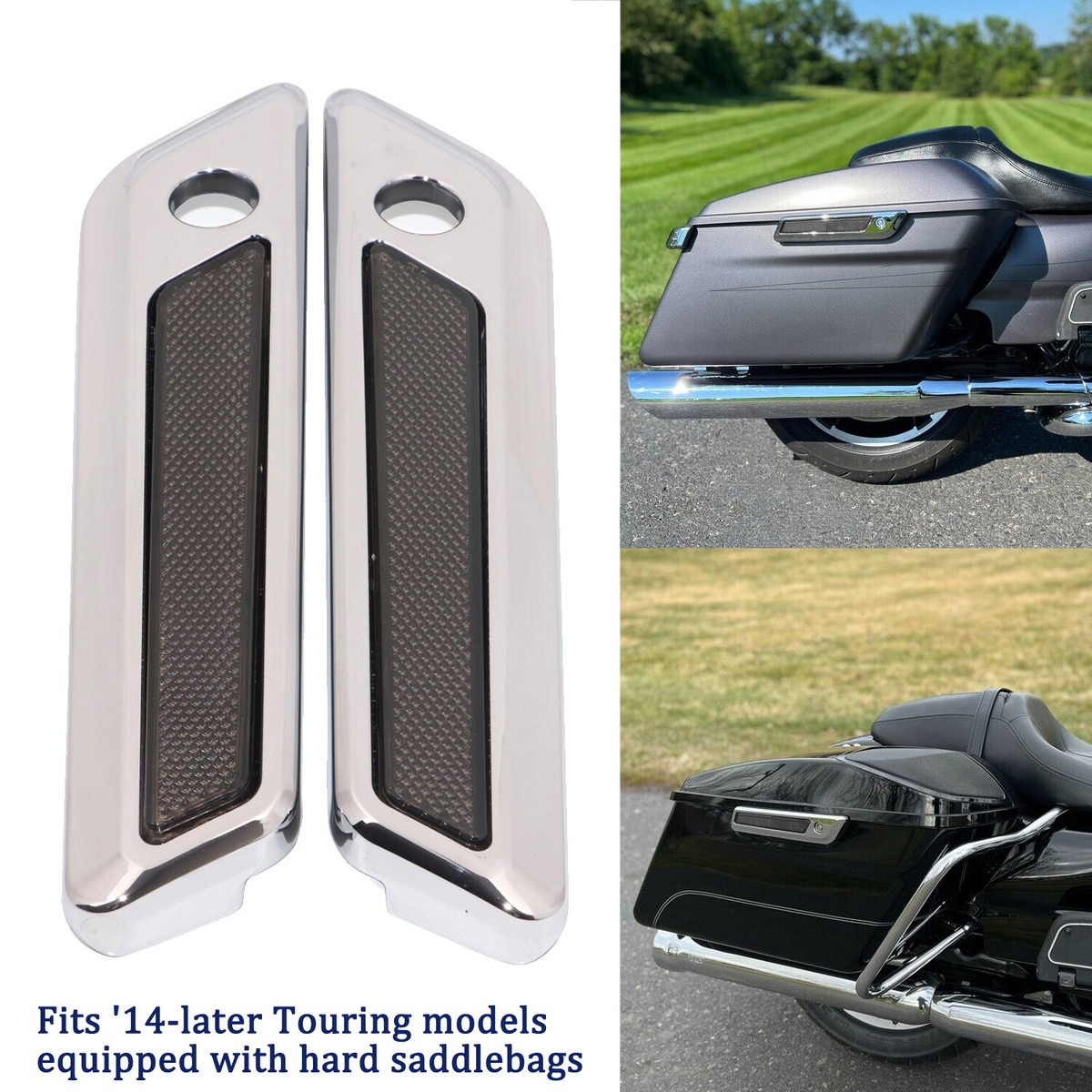Black Saddlebag Hinge Latch Cover For Harley Electra Glide Ultra Classic FLHTCU & Touring Models (2014-Up)