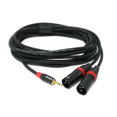 Rannsgeer 3.5mm TRS Stereo to Dual XLR Male Y Splitter Cable R7Cxx