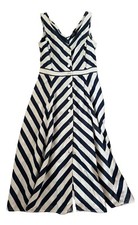 Polo Ralph Lauren White/ Blue Striped V-neck Dress Buttons UK8 US4 BNWT