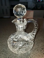 Antique HOBSTAR  American Brilliant Period ABP Crystal Glass CRUET