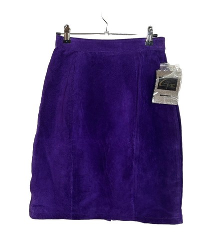 VTG Deadstock NWT Prince Purple Suede Skirt Size 3/4 Korea Made Retro 80s Luxury - Picture 13 of 13