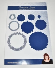 Tattered Lace Paper Craft Cutting Dies Set - FESTIVE WREATH #471170 - EUC! Cards