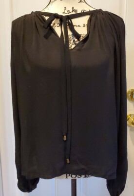 Muche Et Muchette Black Boho Hi Lo Hem Long Sleeves Tie Chest One Size