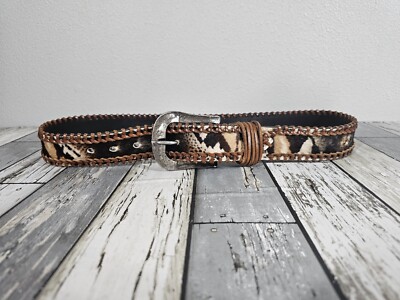 Post & Co Leather Belt Animal Hair Print Made In Italy Sz 85  display picture 2