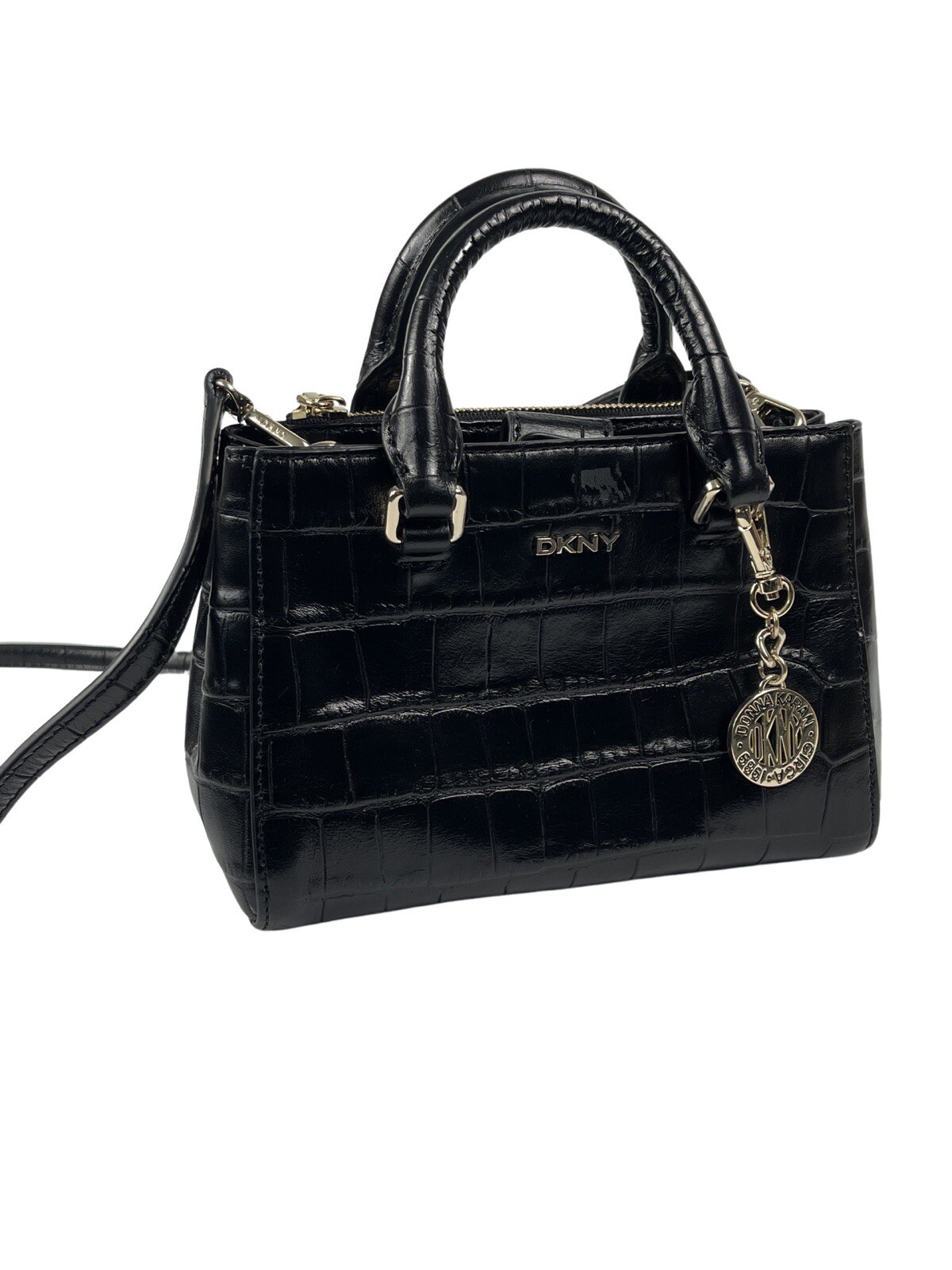 DKNY Sutton Croc Small Satchel Bag Shoulder Bag Handbag Womens Leather