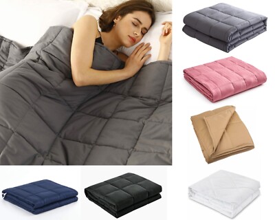 Weighted Blanket 20 lbs - 100% Natural Cotton Cool Galss Beads Heavy Deep Sleep