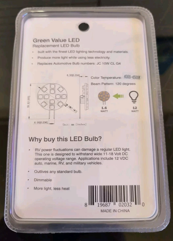 Ming's Mark 15006V Led Bulb G4 L Pins Dimmable, White 6 Pack - Image 2 of 2