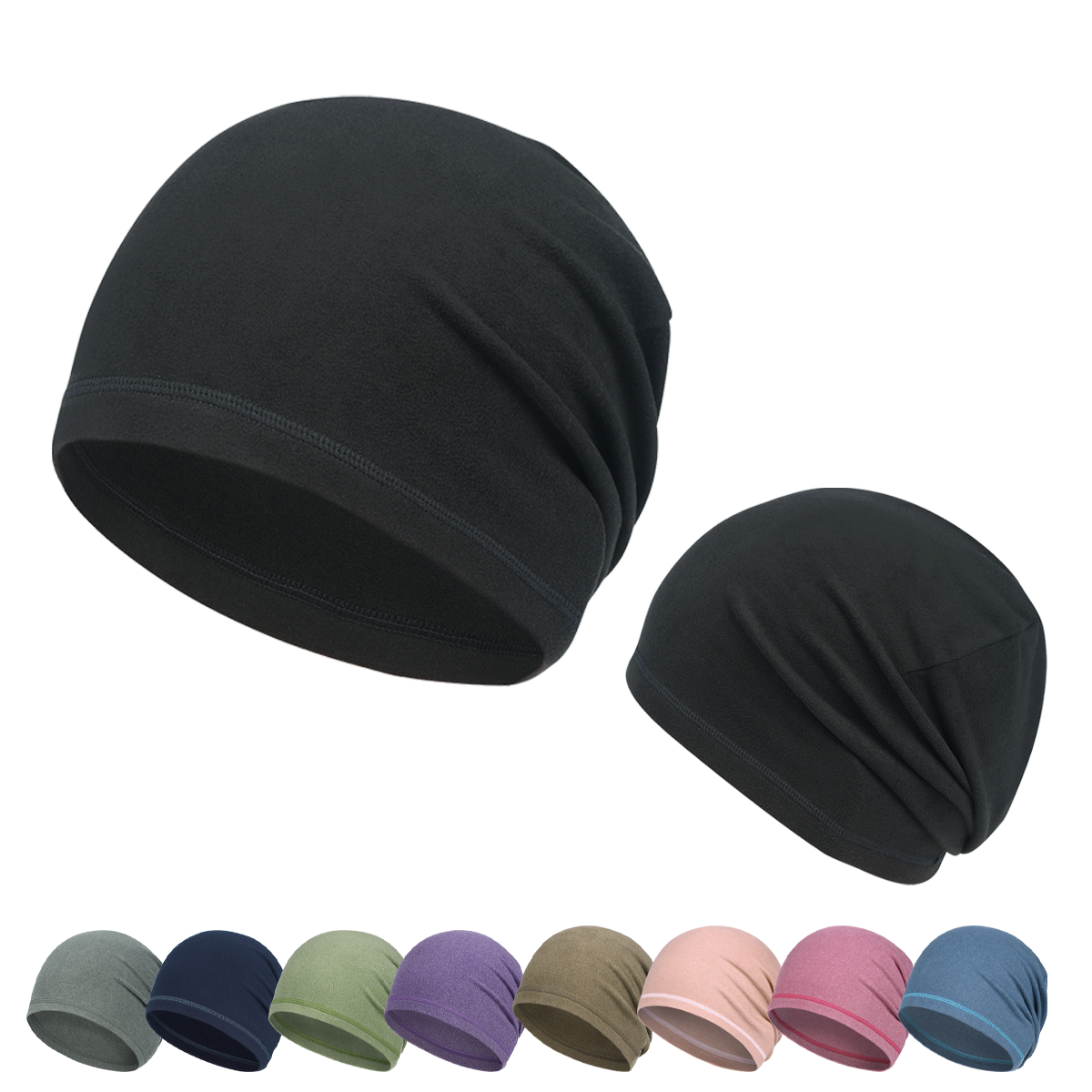 Thermal Fleece Windproof Ski Beanie Hat with Ear Cover Fits Under Helmets-image