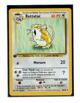 Pokemon French Raticate / Rattatac 40/102 1st Edition Base Set LP | eBay