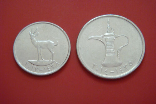 Coins of United Arab Emirates (UAE) 2017 25 Fils and 2014 1 Dirham Animal coin - Picture 1 of 2