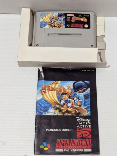 Pinocchio Super Nintendo SNES PAL With Box Manual +Acrylic Case - Picture 6 of 11