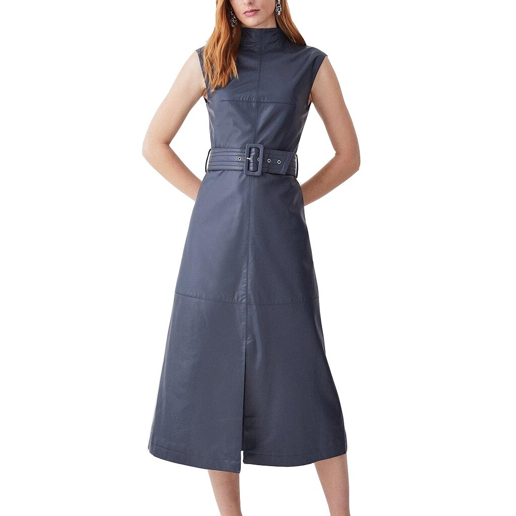 Custom Tailored Leather Dress LeatherViz High Neck Midi Dress Made to Measure | eBay Custom Tailored Leather Dress LeatherViz High Neck Midi Dress Made to Measure | eBay
